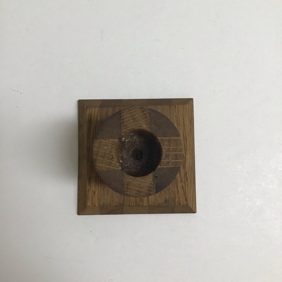 Vintage Folk Art Rustic Pair Small Solid Wood Candlestick Holders 3” Primitive - Picture 11 of 16